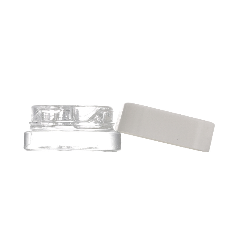 three 3ml child-safe anti-theft glass jars with transparent packaging.