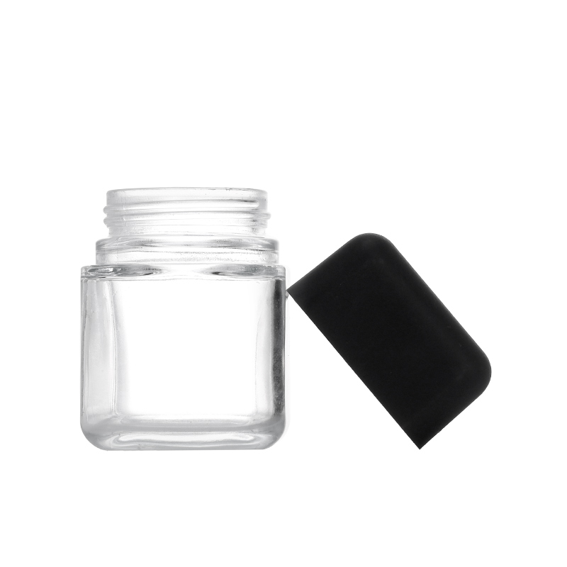   3 ounce capacity, square-shaped Clear glass bottle (ideal for child-resistant packaging)