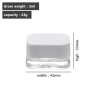 three 3ml child-safe anti-theft glass jars with transparent packaging.
