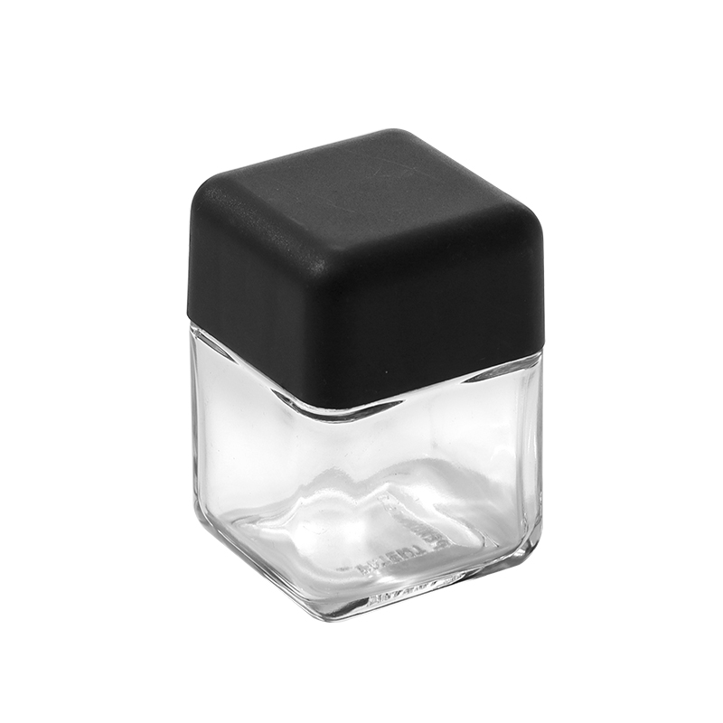   3 ounce capacity, square-shaped Clear glass bottle (ideal for child-resistant packaging)