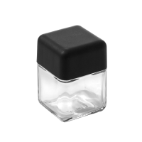   3 ounce capacity, square-shaped Clear glass bottle (ideal for child-resistant packaging)