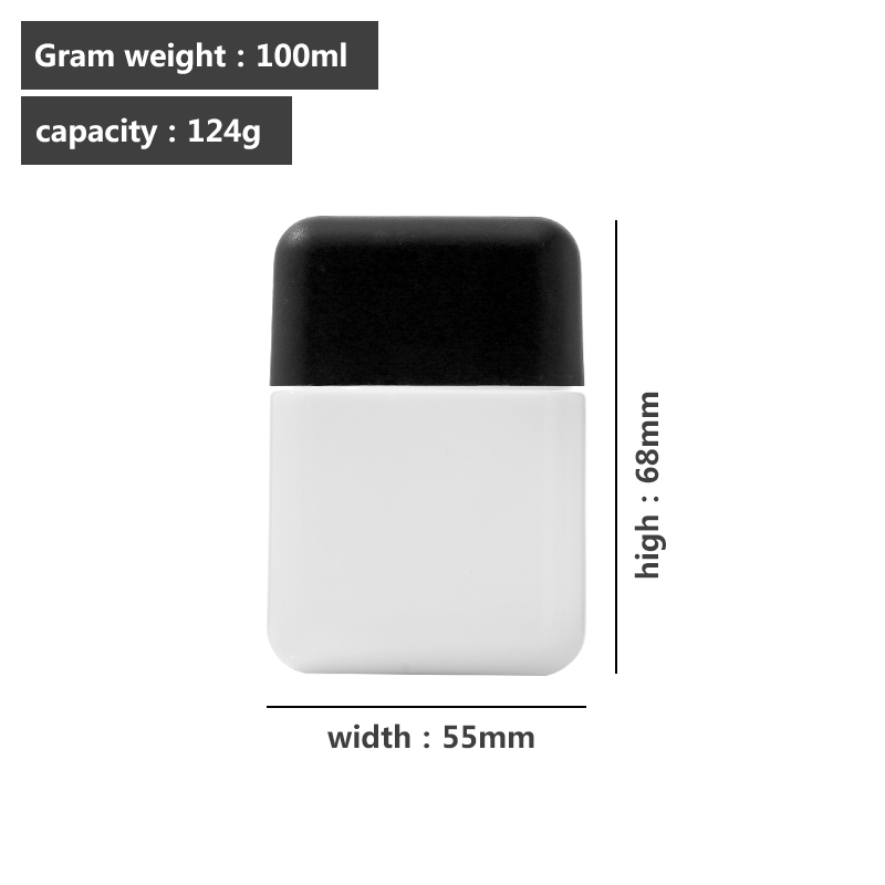 3 ounce capacity, square-shaped white glass bottle ( child-resistant packaging)